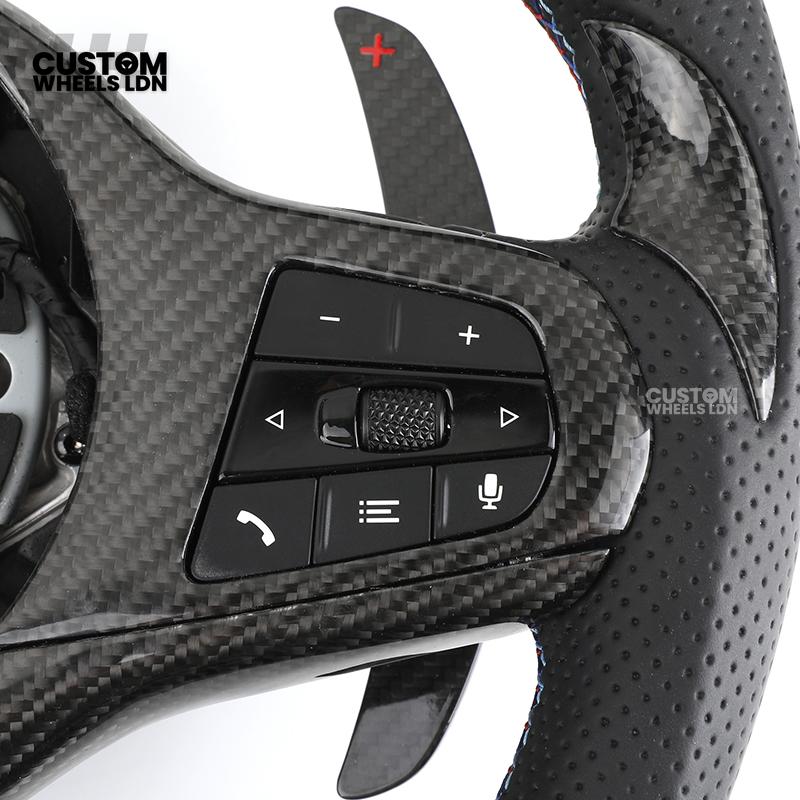 BMW G-Series Custom Carbon Flat Bottom Steering Wheel – Gloss Carbon Fiber with Paddle Shifters – Fits G20 G21 G22 G23 G30 G31 G11 G12 G14 G15 G16 G05 G06 G07 + more