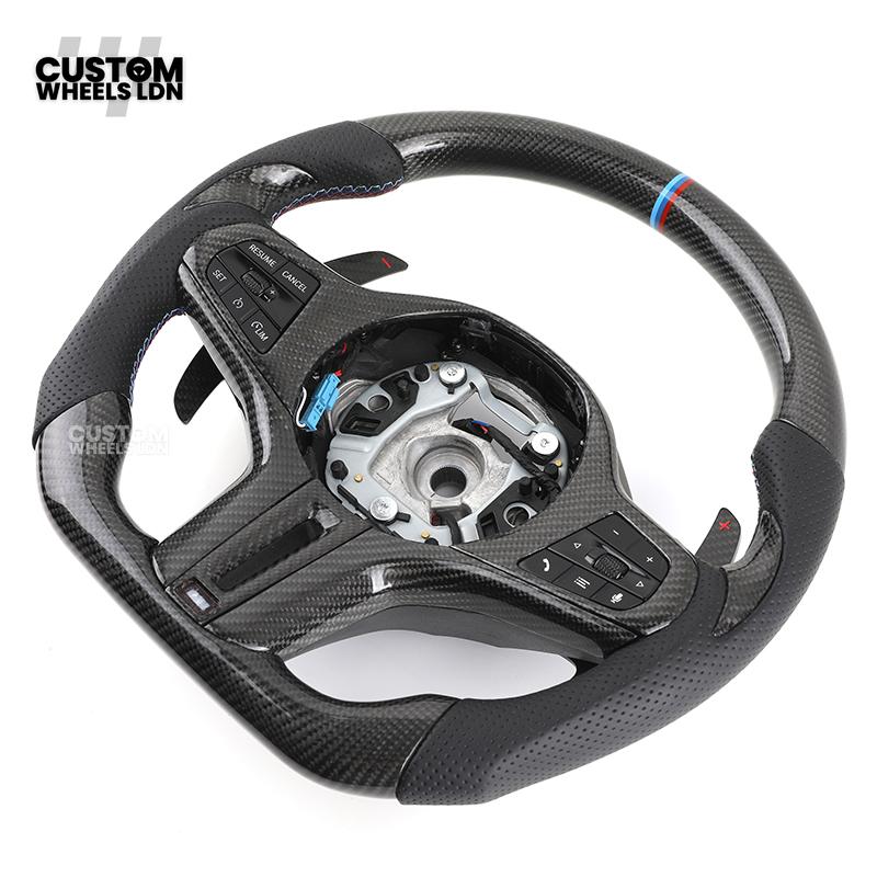 BMW G-Series Custom Carbon Flat Bottom Steering Wheel – Gloss Carbon Fiber with Paddle Shifters – Fits G20 G21 G22 G23 G30 G31 G11 G12 G14 G15 G16 G05 G06 G07 + more