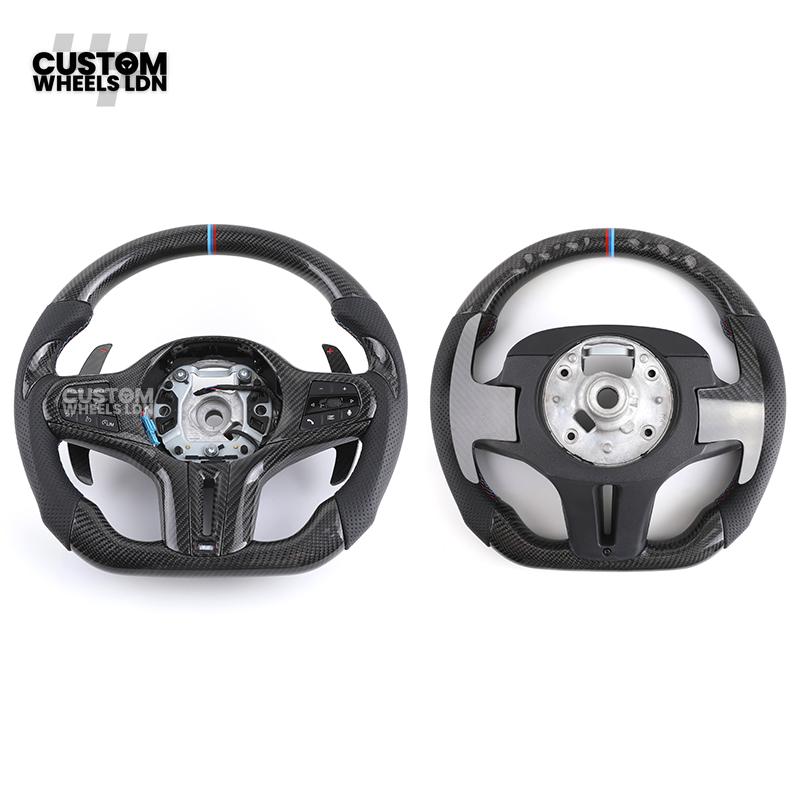 BMW G-Series Custom Carbon Flat Bottom Steering Wheel – Gloss Carbon Fiber with Paddle Shifters – Fits G20 G21 G22 G23 G30 G31 G11 G12 G14 G15 G16 G05 G06 G07 + more