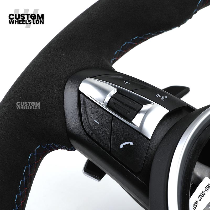 BMW Custom Steering Wheel – Full Alcantara with M Stitching & Silver Trim | Fits F20 F22 F30 F32 F36 F10 F06 F13 X1 X3 X4 X5 X6 + More