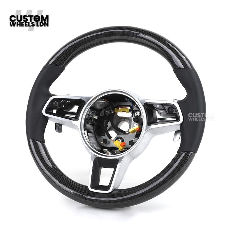 Porsche Custom Steering Wheel – Carbon Fibre & Leather with Chrome Trim | Fits 997, 991, Panamera, Cayenne, Cayman (2000+ Plug & Play)