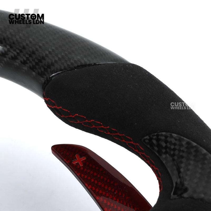BMW Custom Carbon Fibre Steering Wheel – Red Trim & Paddles | Alcantara | M Performance Style | Plug & Play | Fits F20, F22, F30, F32, F36, M2, M3, M4, X1, X2 + more