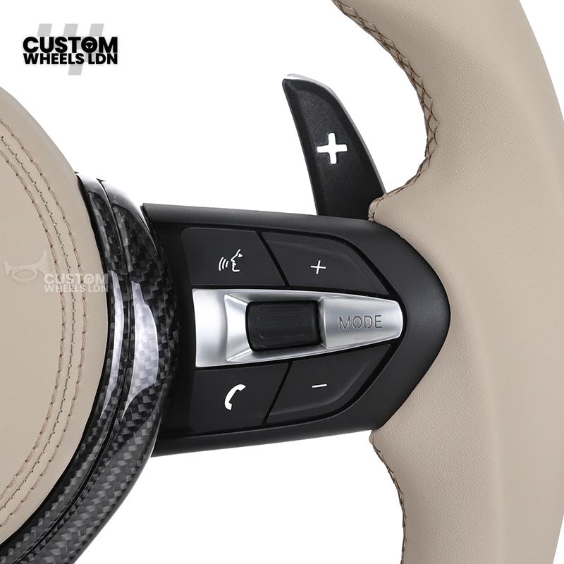 BMW Custom F-Series Carbon & Cream Leather Steering Wheel – M Stripe | Fits F20 F22 F30 F32 F36 M2 M3 M4 + more