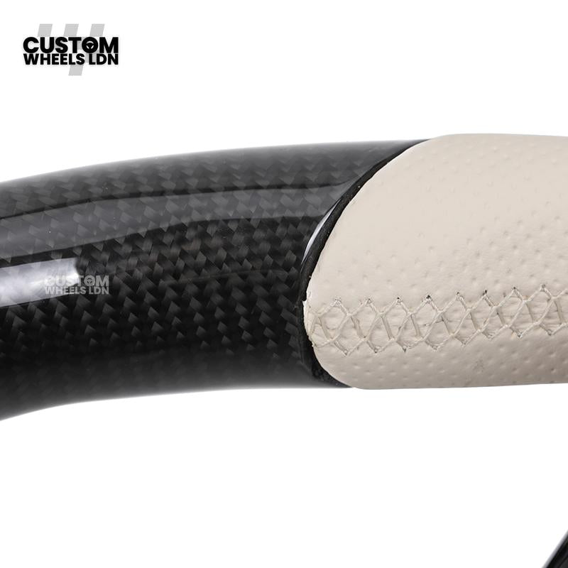 Mercedes Custom Steering Wheel | Piano Black & Carbon Fibre with Full Cream Leather | AMG Style | Complete Retrofit | Fits W205 W204 W212 W213 W218 + more