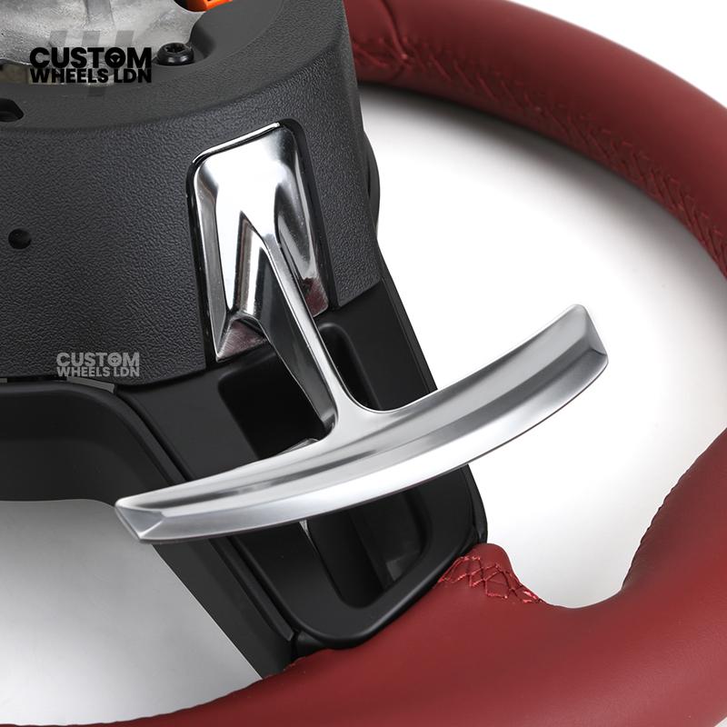 Porsche Custom Steering Wheel – Full Red Leather with Chrome Trim | Fits 997, 991, Panamera, Cayenne, Cayman (2000+ Plug & Play)