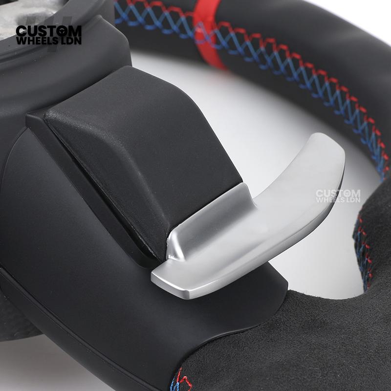 BMW Custom Flat Bottom Steering Wheel – Smooth Leather & Alcantara with Red Trim & Stripe | Fits F20 F22 F30 F32 F36 F10 F06 F13 X1 X3 X4 X5 X6 + More