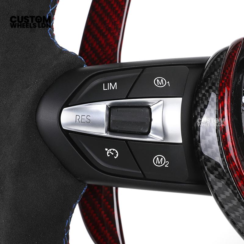 BMW Custom Carbon Fibre Steering Wheel – Red Paddle Set | Alcantara Sides | Track Style | Plug & Play | Fits F20, F22, F30, F32, F36, M2, M3, M4 + more