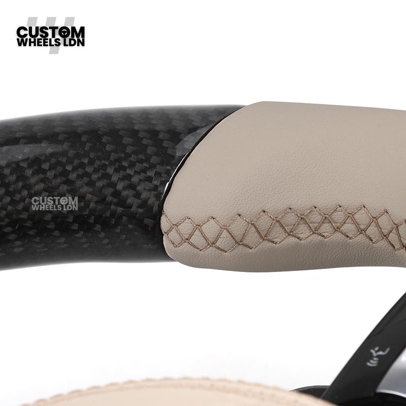 BMW Custom F-Series Carbon & Cream Leather Steering Wheel – M Stripe | Fits F20 F22 F30 F32 F36 M2 M3 M4 + more