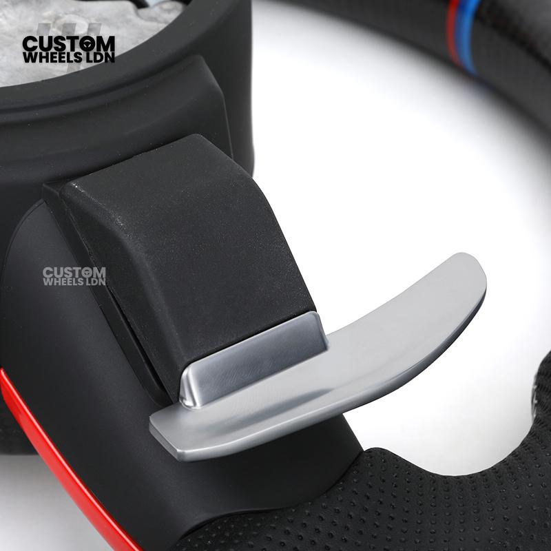 BMW Custom Carbon Fibre Steering Wheel – Red Trim | Perforated Leather | M Stripe | Plug & Play | Fits 1 Series F20, 2 Series F22, 3 Series F30, 4 Series F32, M2, M3, M4, X1 F48, X2 F39, Z4 G29 + more