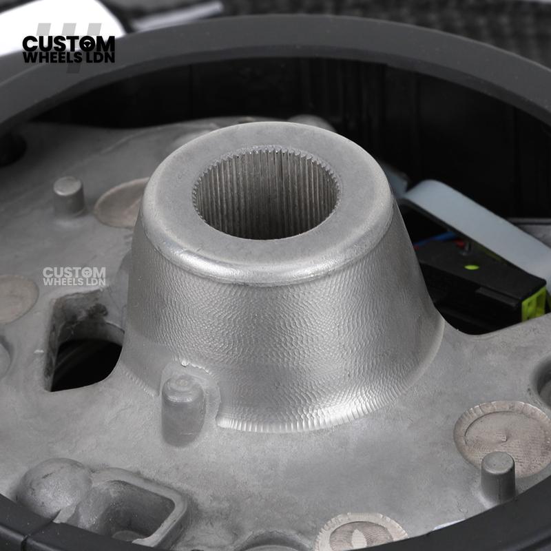 BMW Custom Carbon Fibre Steering Wheel – White Perforated Leather | M-Stripe Marker | Plug & Play | Fits older models