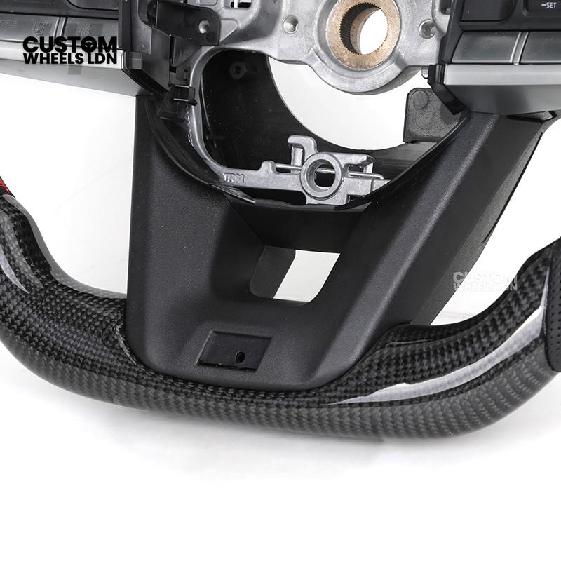 Toyota Custom GR Steering Wheel – Carbon Fiber, Flat Bottom, Red Center Stripe, Perforated Grips | Fits Yaris GR, Corolla GR + More | Plug & Play | Sporty Upgrade with Paddle Cutouts | Track-Inspired Retrofit