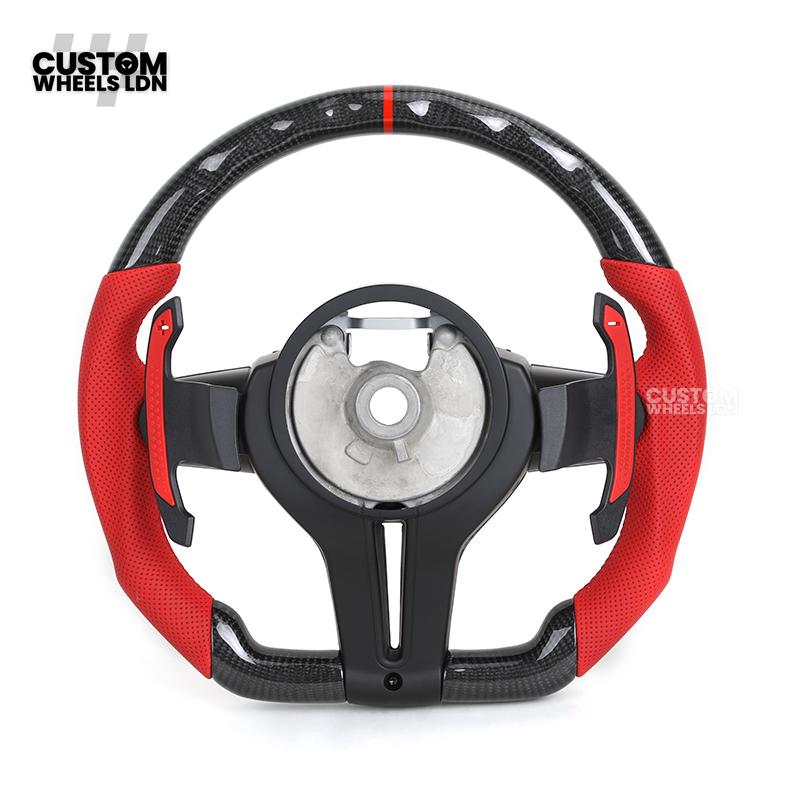 BMW Custom F-Series Carbon Fibre & Red Steering Wheel – Perforated Leather | Fits F20 F22 F30 F32 F36 M2 M3 M4 + more