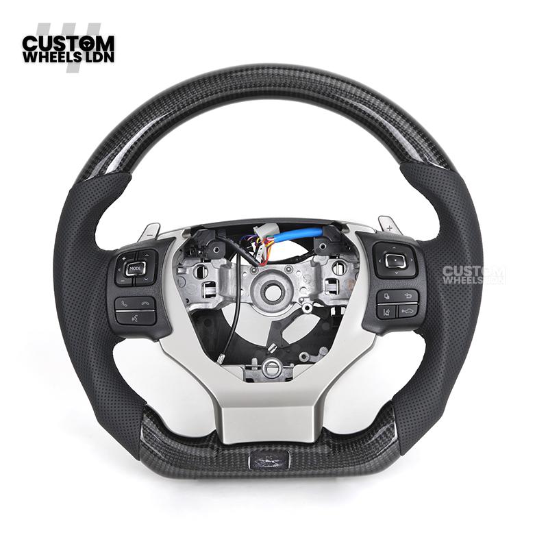 Lexus Custom Steering Wheel, Carbon Fiber Flat Bottom, Perforated Leather Grips, Paddle Cutouts | Fits CT, IS, GS, RX, NX + More | Sporty Retrofit Upgrade | Plug & Play | Built for Comfort & OEM Fitment