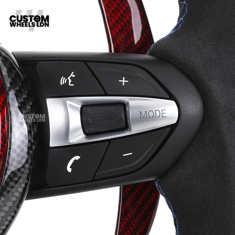 BMW Custom Carbon Fibre Steering Wheel – Red Paddle Set | Alcantara Sides | Track Style | Plug & Play | Fits F20, F22, F30, F32, F36, M2, M3, M4 + more