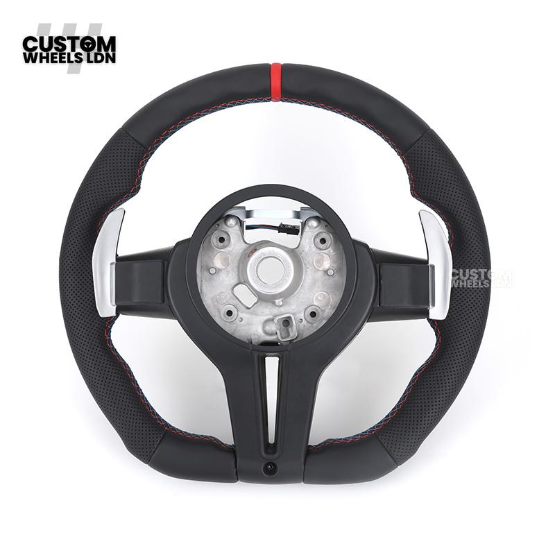 BMW Custom Steering Wheel – Red Center Stripe, M stitches & Perforated Leather | Fits F20 F22 F30 F32 F36 F10 F06 F13 X1 X3 X4 X5 X6 + More