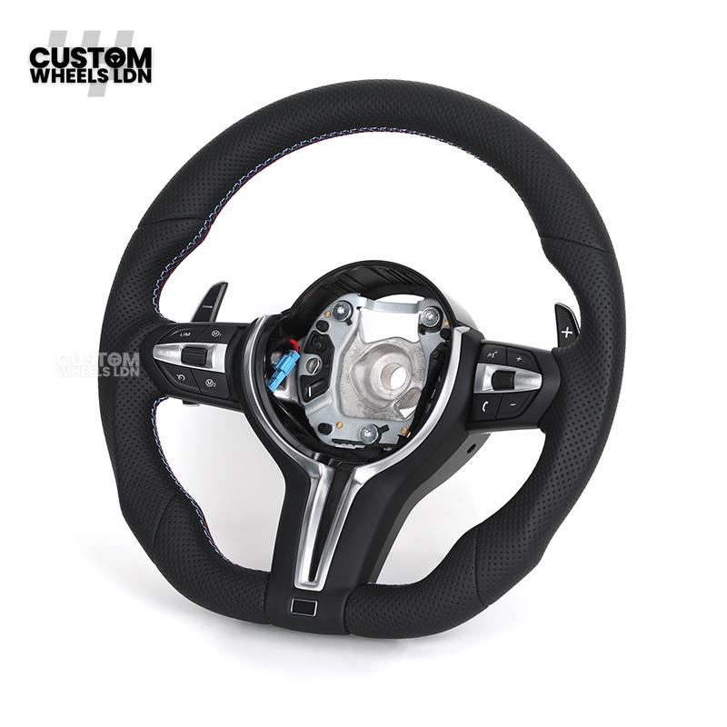 BMW Custom Flat Bottom Steering Wheel – Perforated Leather with M-Stitching | Fits F20 F22 F30 F32 F36 F10 F06 F13 X1 X3 X4 X5 X6 + More