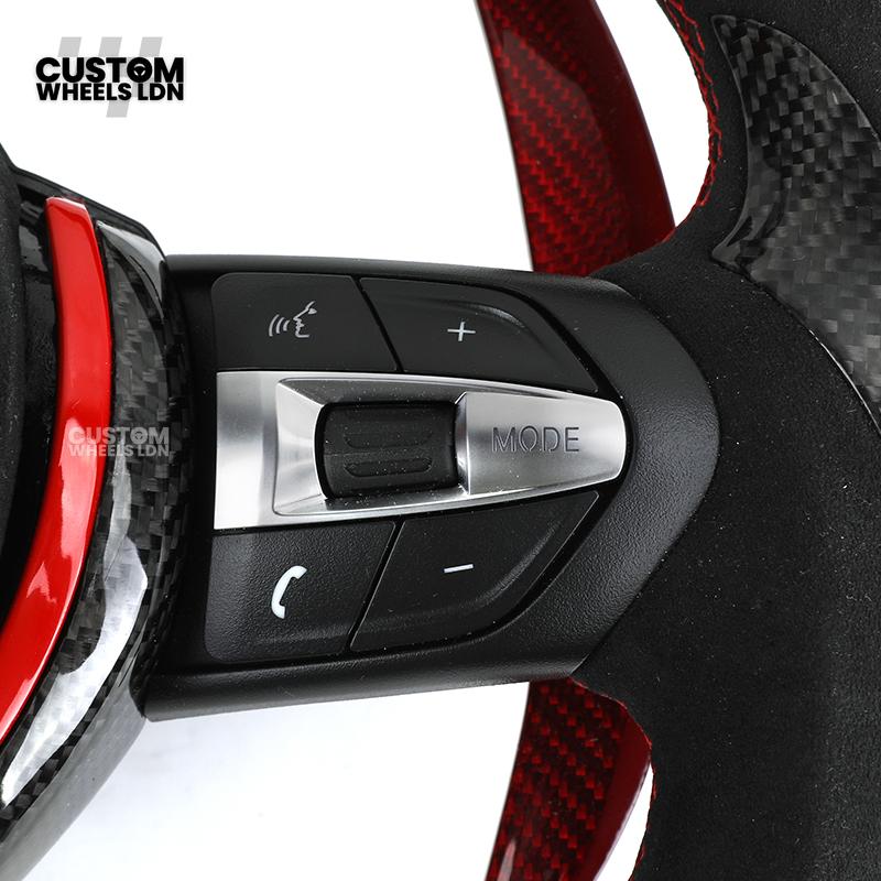 BMW Custom Carbon Fibre Steering Wheel – Red Trim & Paddles | Alcantara | M Performance Style | Plug & Play | Fits F20, F22, F30, F32, F36, M2, M3, M4, X1, X2 + more