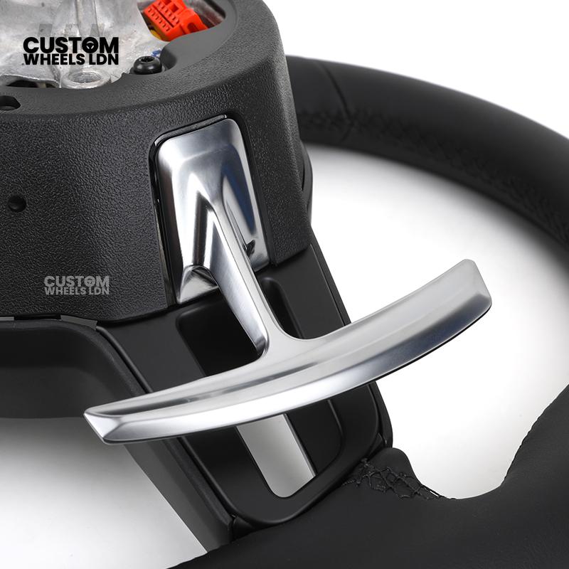 Porsche Custom Steering Wheel – Black Leather with Chrome Trim | Fits 997, 991, Panamera, Cayenne, Cayman (2000+ Plug & Play)