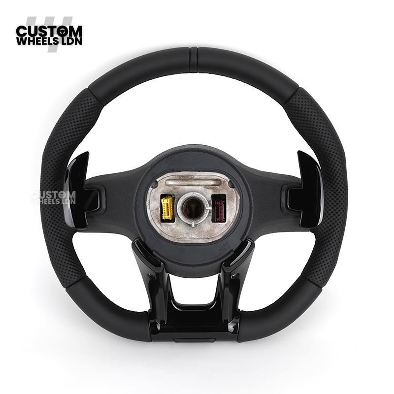 rcedes Custom AMG Flat Bottom Steering Wheel – Full Black Leather, Piano Black Trim, Touch Control Buttons, AMG Badge | Fits C-Class, E-Class, CLS, GLC, GLE, G-Class + more | Plug & Play | Retrofit Upgrade for Older Models