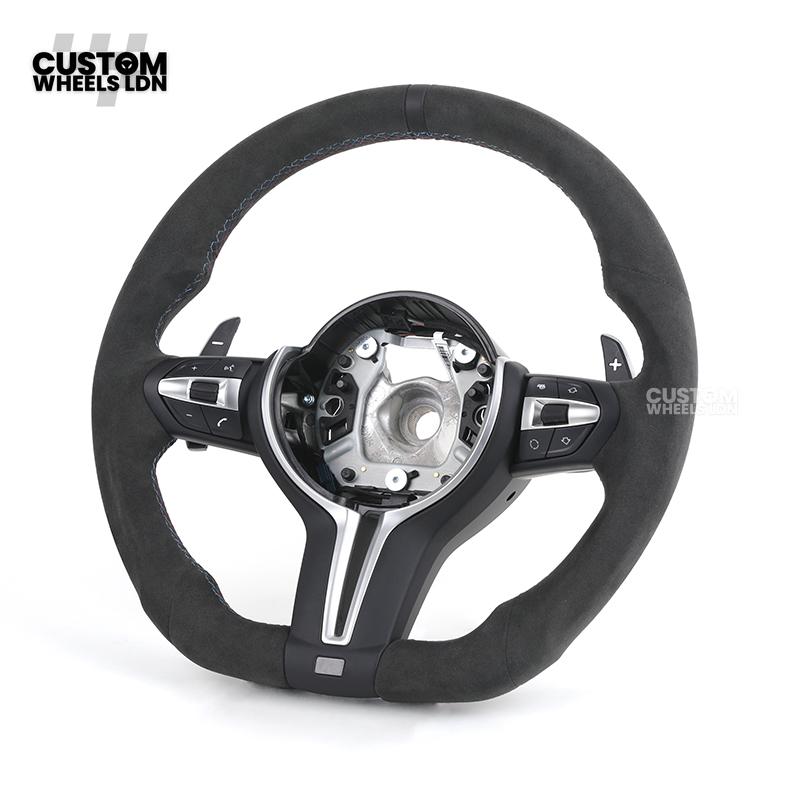 BMW Custom Steering Wheel – Full Alcantara with Smooth Grip & Silver Trim | Fits F20 F22 F30 F32 F36 F10 F06 F13 X1 X3 X4 X5 X6 + More