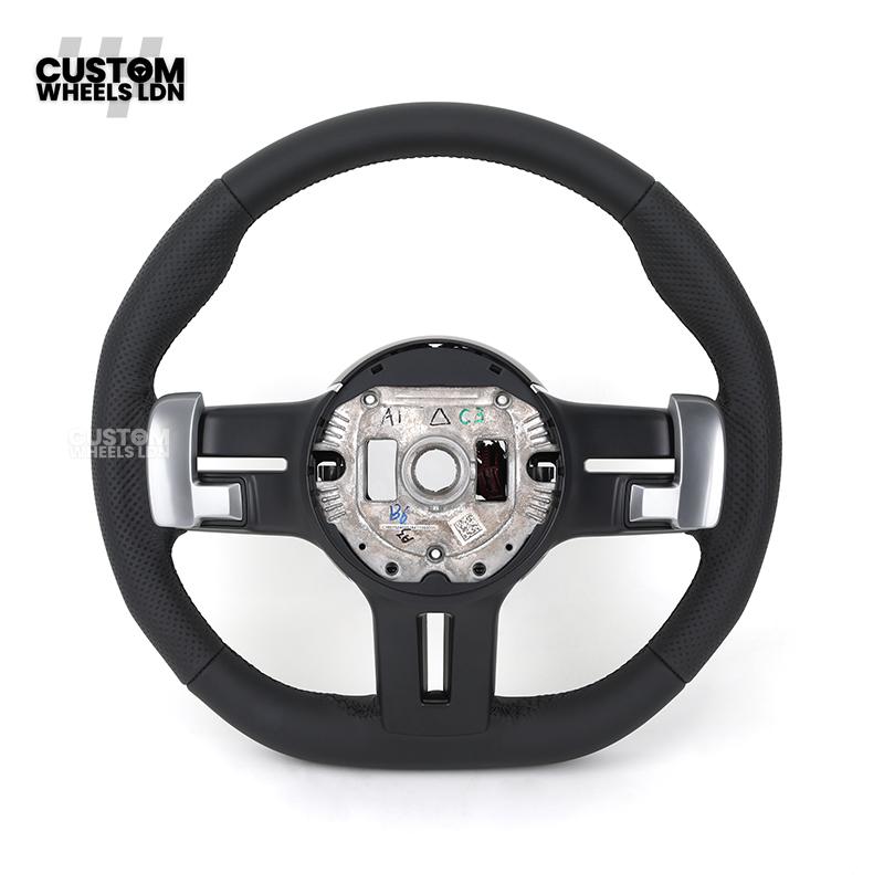 Mercedes Custom W223 Flat Bottom Steering Wheel – Black Leather, Tan Stitching, Silver Trim, Touch Control Buttons | Fits S-Class W223, GLE, GLS, E-Class W213 Facelift + more | Plug & Play | With Airbag | Retrofit Upgrade for Older Models Available