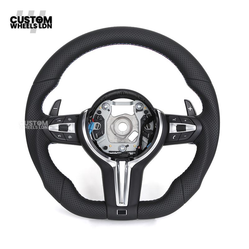 BMW Custom Flat Bottom Steering Wheel – Perforated Leather with M-Stitching | Fits F20 F22 F30 F32 F36 F10 F06 F13 X1 X3 X4 X5 X6 + More