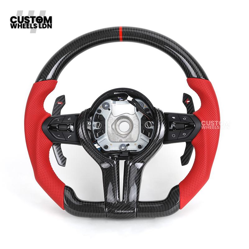BMW Custom F-Series Carbon Fibre & Red Steering Wheel – Perforated Leather | Fits F20 F22 F30 F32 F36 M2 M3 M4 + more