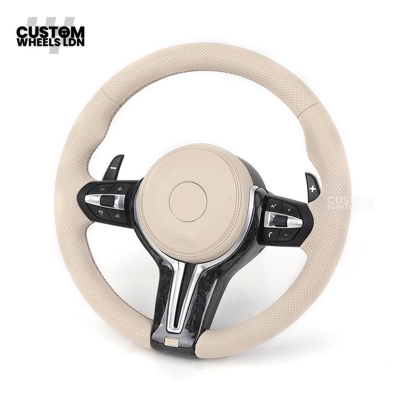 BMW Custom Beige Steering Wheel – Full Perforated Leather | Fits F20 F21 F22 F23 F30 F31 F32 F33 F36 F10 F11 F12 F13 F06 F15 F16 X1 X3 X4 X5 X6 + More