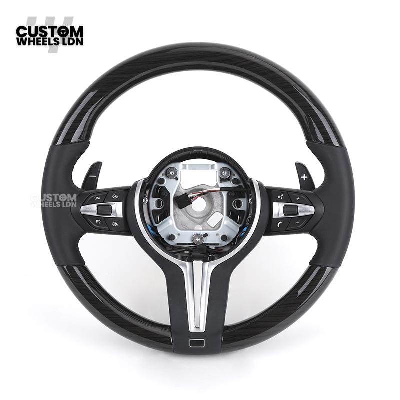 BMW Custom Steering Wheel | Gloss Black Carbon Top and Bottom | Thin Paddles | M Sport | Complete Plug & Play | Fits 1/2/3/4 Series + more