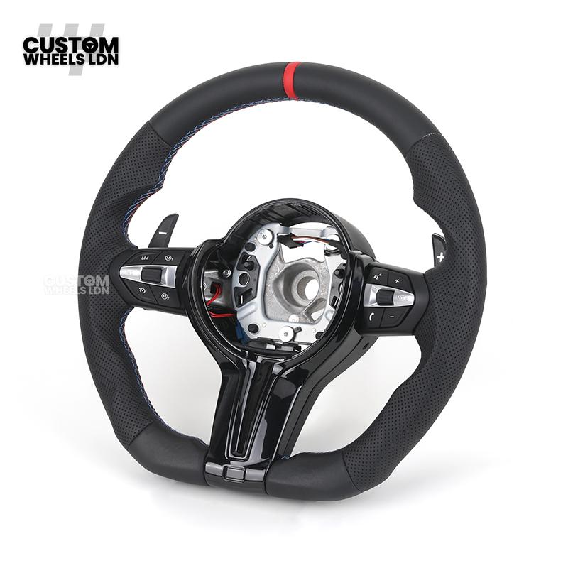 BMW Custom Steering Wheel – Red Center Stripe, M stitches & Perforated Leather | Fits F20 F22 F30 F32 F36 F10 F06 F13 X1 X3 X4 X5 X6 + More
