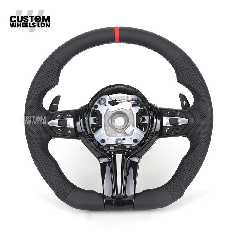BMW Custom Steering Wheel – Red Center Stripe, M stitches & Perforated Leather | Fits F20 F22 F30 F32 F36 F10 F06 F13 X1 X3 X4 X5 X6 + More