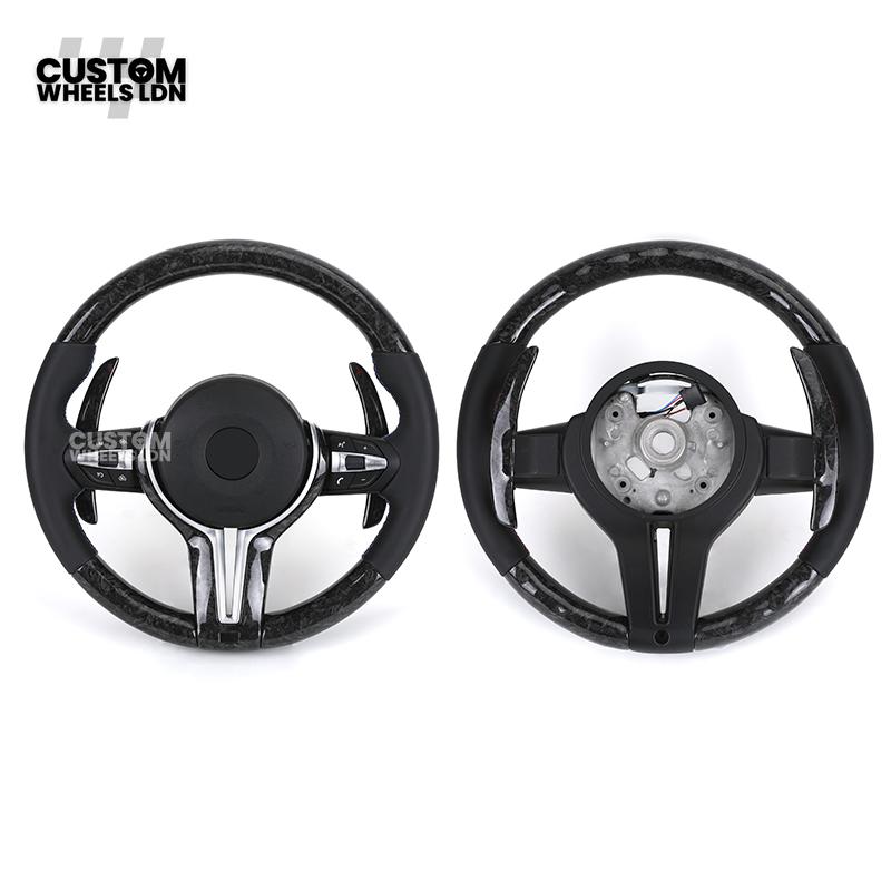 BMW Custom Forged Carbon Steering Wheel with M Stitching & Silver Accents | Complete Plug & Play | Fits BMW F20 F21 F22 F23 F30 F31 F32 F33 F36 F80 F87 E82 E88 E90 E92 E93 + more