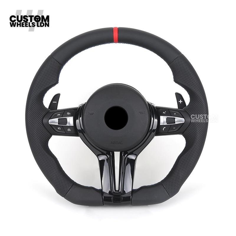 BMW Custom Steering Wheel – Red Center Stripe, M stitches & Perforated Leather | Fits F20 F22 F30 F32 F36 F10 F06 F13 X1 X3 X4 X5 X6 + More