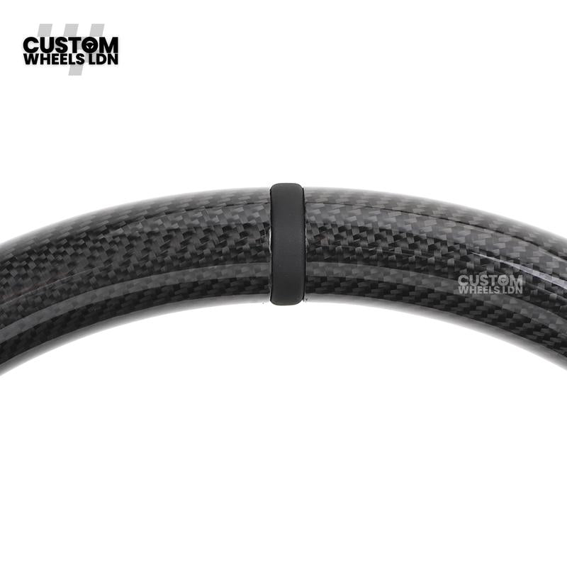 Mercedes Custom W223 AMG Flat Bottom Steering Wheel – Carbon Top & Bottom, Perforated Leather Grip, Gloss Black Trim, Touch Control Buttons | Fits C63, E63, S63, GLE, GLS, S-Class W223 + more | Plug & Play | With Airbag | Retrofit Upgrade for Older Models