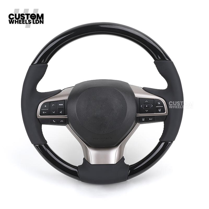 Lexus Custom Steering Wheel – Gloss Wood Trim, Smooth Black Leather, Factory Controls, OEM Finish | Fits RX, GS, IS, LS, NX + more | Plug & Play | Retrofit Upgrade for Older Models