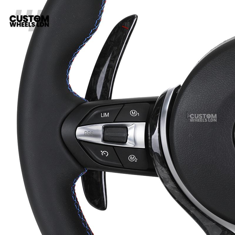 BMW Custom Forged Carbon Steering Wheel with M Stitching & Silver Accents | Complete Plug & Play | Fits BMW F20 F21 F22 F23 F30 F31 F32 F33 F36 F80 F87 E82 E88 E90 E92 E93 + more
