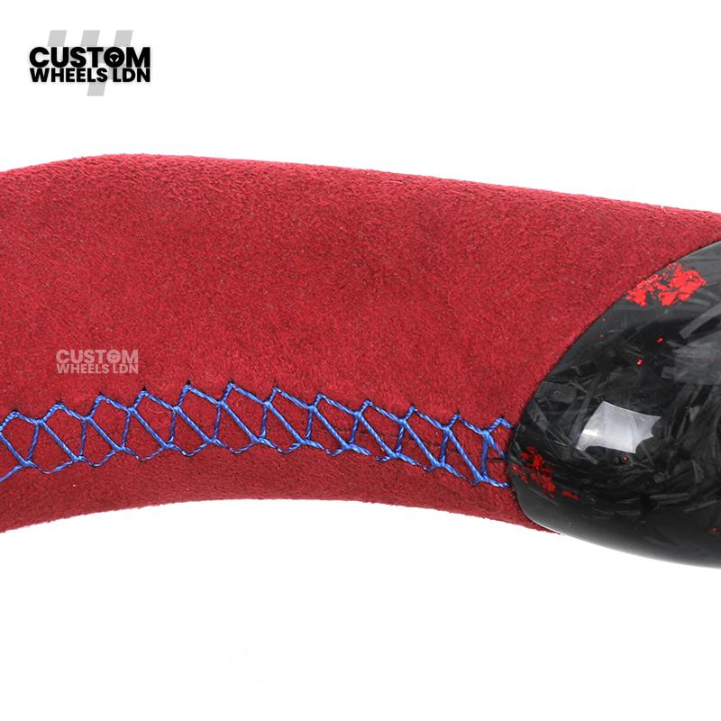 BMW Custom Forged Carbon Steering Wheel with Red Alcantara Grip & M Sport Stripe | Plug & Play Complete Wheel | Fits BMW F20 F21 F22 F23 F30 F31 F32 F33 F36 F80 F87 E82 E88 E90 E92 E93 + more
