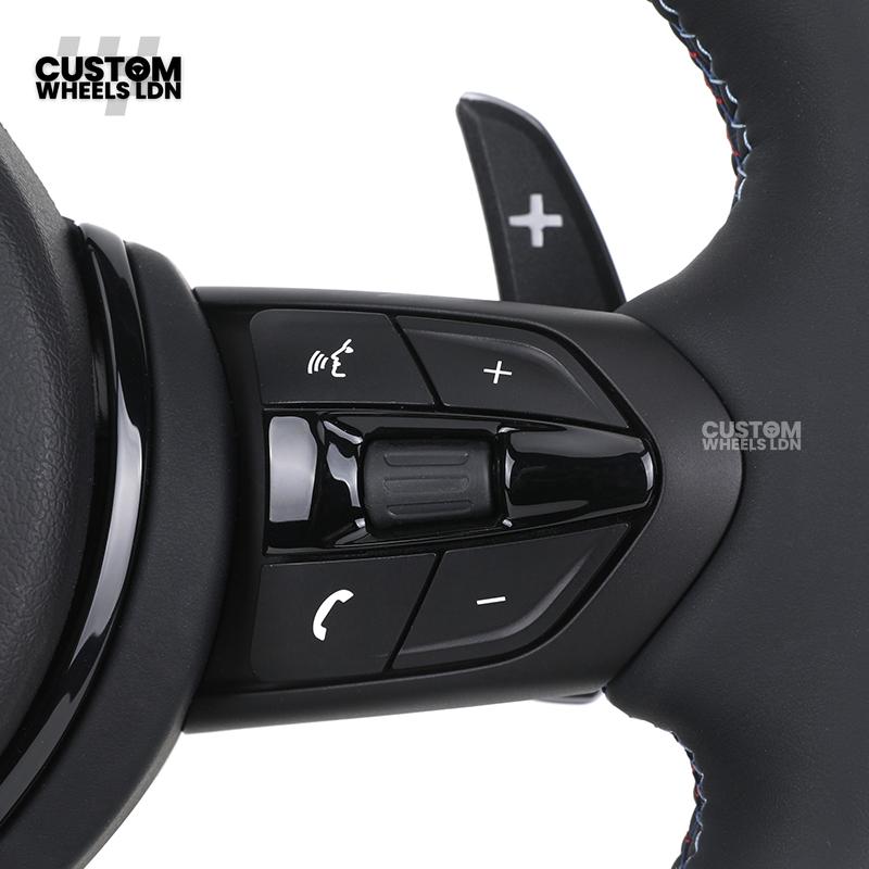 BMW Custom Steering Wheel – Smooth Black Leather with M Badge, M Stitching & Gloss Black Trim | Fits F20 F21 F22 F30 F31 F32 F36 F10 F11 F06 F12 F13 X1 X3 X4 X5 X6 + More