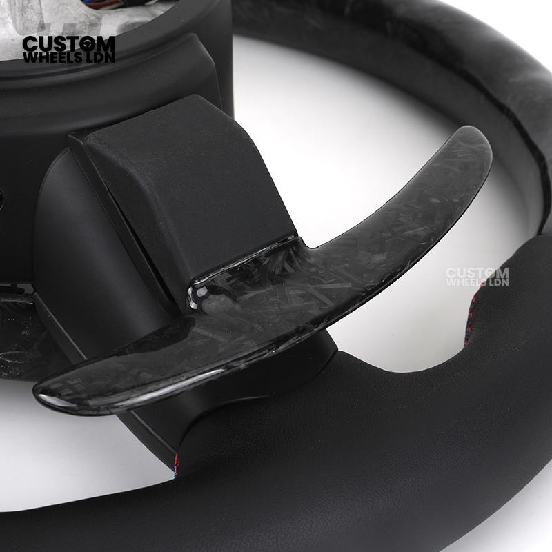BMW Custom Forged Carbon Steering Wheel with M Stitching & Silver Accents | Complete Plug & Play | Fits BMW F20 F21 F22 F23 F30 F31 F32 F33 F36 F80 F87 E82 E88 E90 E92 E93 + more