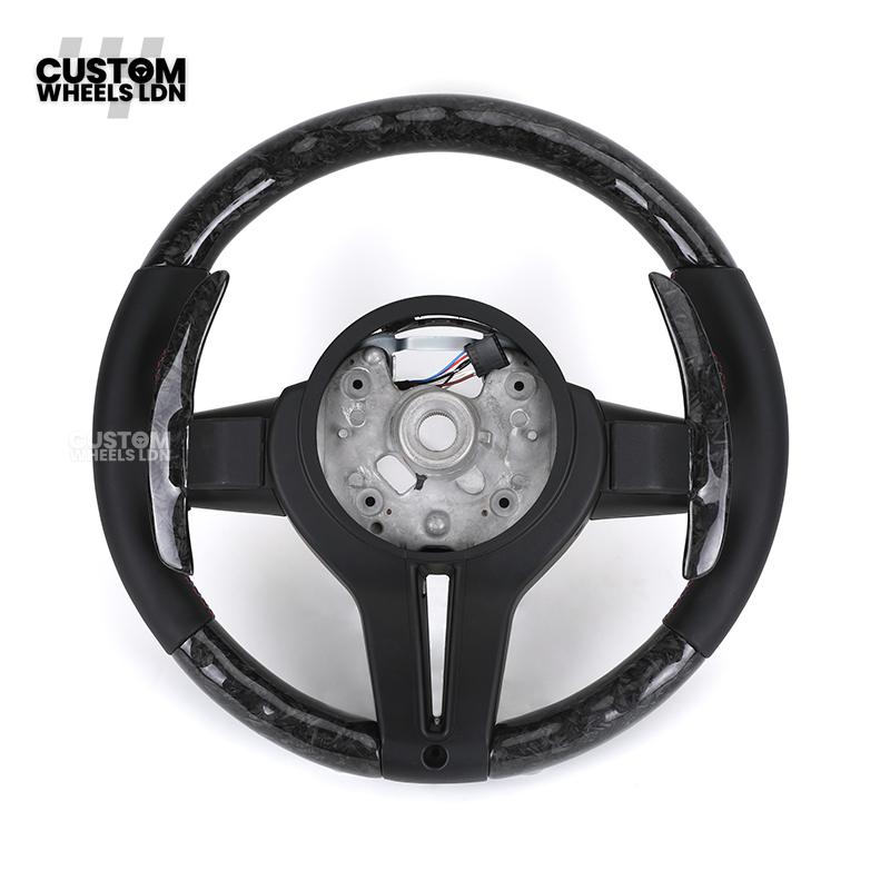 BMW Custom Forged Carbon Steering Wheel with M Stitching & Silver Accents | Complete Plug & Play | Fits BMW F20 F21 F22 F23 F30 F31 F32 F33 F36 F80 F87 E82 E88 E90 E92 E93 + more