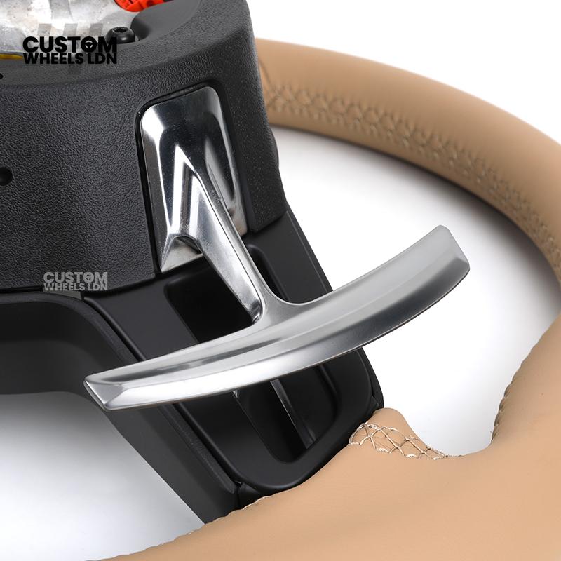 Porsche Custom Steering Wheel – Beige Leather with Chrome Trim | Fits 997, 991, Panamera, Cayenne (2000+ Plug & Play)