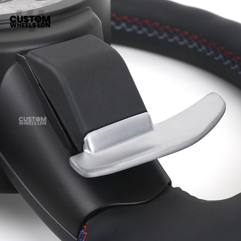 BMW Custom Steering Wheel – Smooth Black Leather with M Badge, M Stitching & Gloss Black Trim | Fits F20 F21 F22 F30 F31 F32 F36 F10 F11 F06 F12 F13 X1 X3 X4 X5 X6 + More