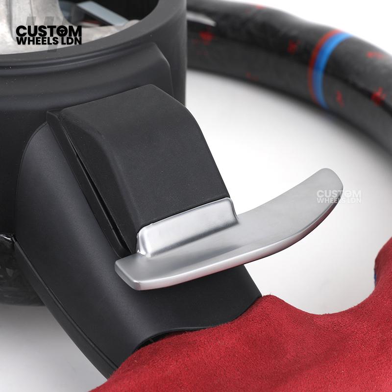 BMW Custom Forged Carbon Steering Wheel with Red Alcantara Grip & M Sport Stripe | Plug & Play Complete Wheel | Fits BMW F20 F21 F22 F23 F30 F31 F32 F33 F36 F80 F87 E82 E88 E90 E92 E93 + more