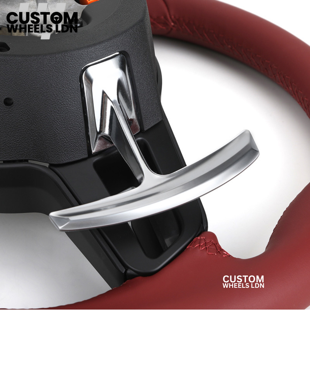 Porsche Custom PDK Steering Wheel Sport Red Full Leather Steering Wheel - Fits Most Models: 911, Cayenne, Panamera, Macan, Boxter, Taycan & More