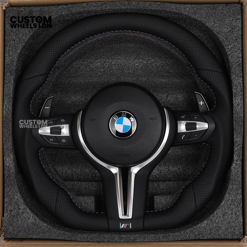 BMW Custom Flat Bottom Steering Wheel – Perforated Leather with M-Stitching | Fits F20 F22 F30 F32 F36 F10 F06 F13 X1 X3 X4 X5 X6 + More