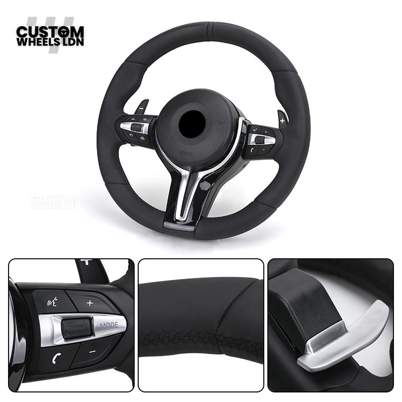 BMW Custom Steering Wheel – Smooth Leather, Gloss Black Trim & Paddle Shifters | Fits F20 F21 F22 F30 F31 F32 F33 F36 F10 F11 F06 F12 F13 X1 X3 X4 X5 X6 + More