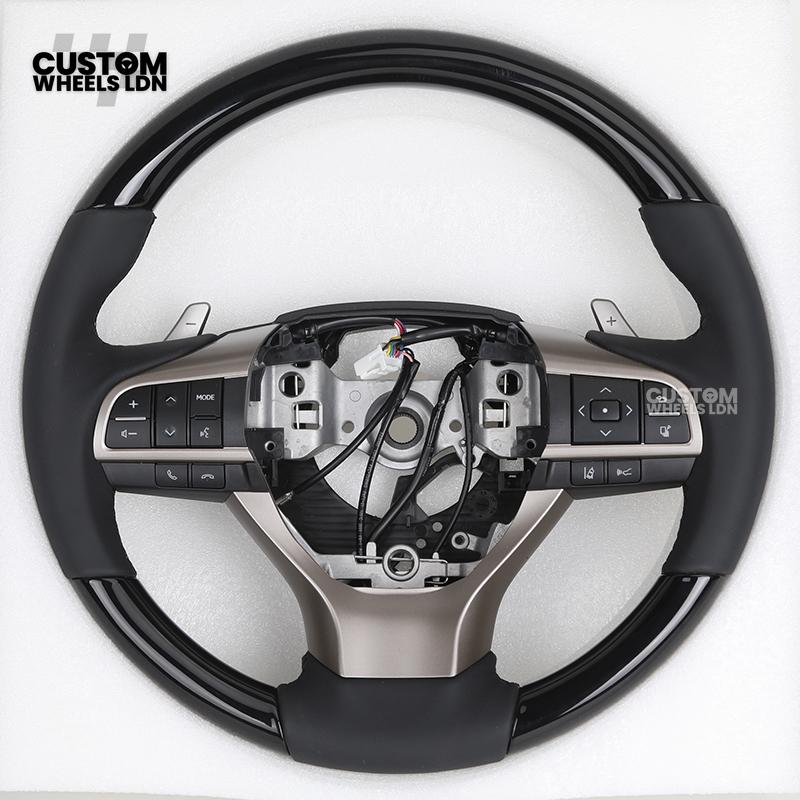 Lexus Custom Steering Wheel – Gloss Woodgrain & Matte Black Leather | OEM-Style Luxury Upgrade | Fits RX, GS, IS, NX, CT + More | Plug & Play | Comfort-Focused Premium Finish