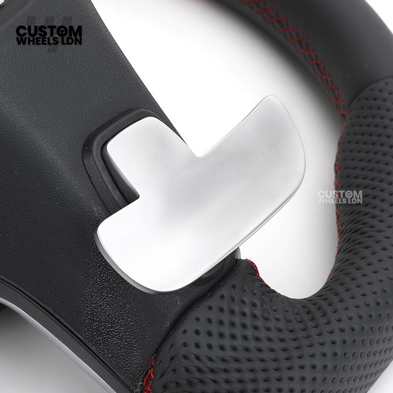 Mercedes Custom AMG Steering Wheel – Silver Trim, Red Race Stripe, Red Stitching, Perforated Leather Grip | Complete Wheel with Airbag | Plug & Play | Retrofit Available for Older Models | Fits C-Class, E-Class, GLC, W205, W213, CLA + More