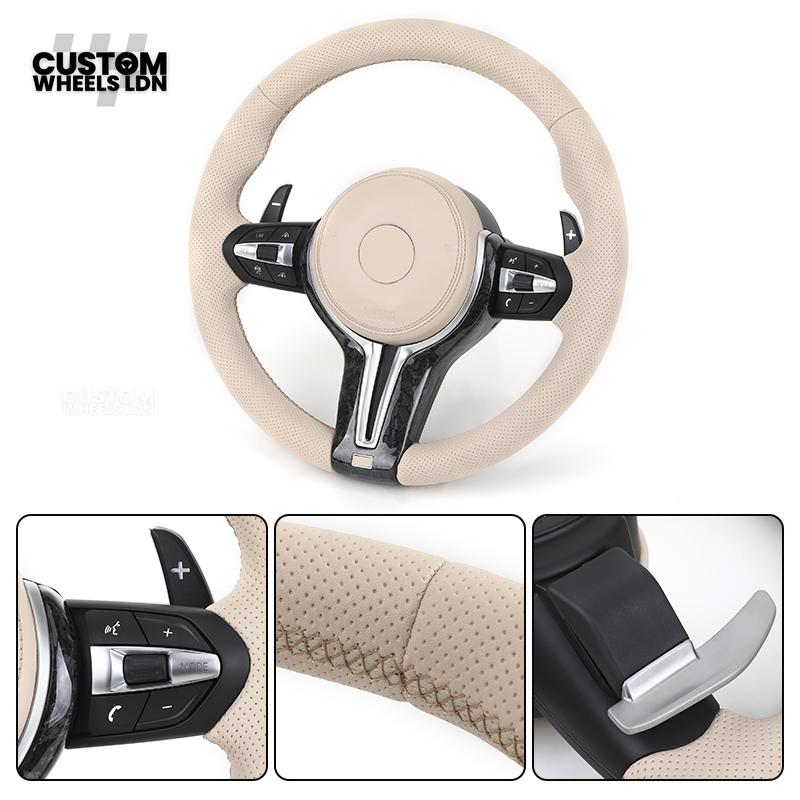 BMW Custom Beige Steering Wheel – Full Perforated Leather | Fits F20 F21 F22 F23 F30 F31 F32 F33 F36 F10 F11 F12 F13 F06 F15 F16 X1 X3 X4 X5 X6 + More