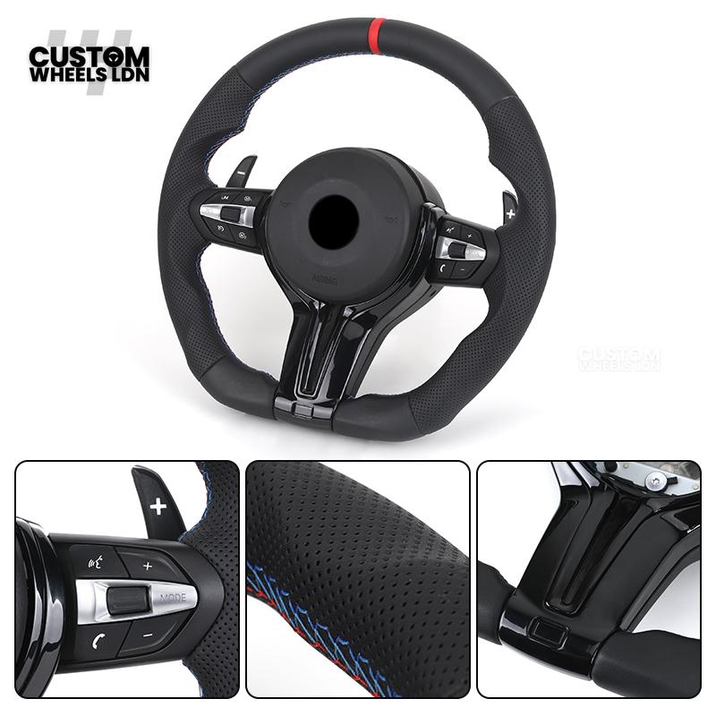 BMW Custom Steering Wheel – Red Center Stripe, M stitches & Perforated Leather | Fits F20 F22 F30 F32 F36 F10 F06 F13 X1 X3 X4 X5 X6 + More
